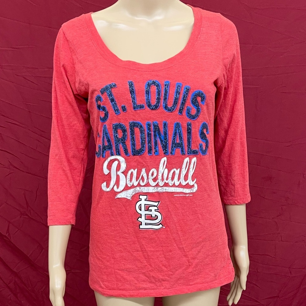 St. Louis Cardinals ¾ sleeve glitter top size Large